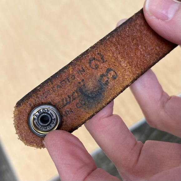 Handcrafted Tooled Leather Cuff Bracelet With Shotgun Shell Centerpiece - Picture 6 of 14